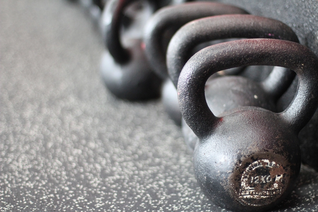 Kettlebells gym floor