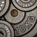 Closeup gym weight plates