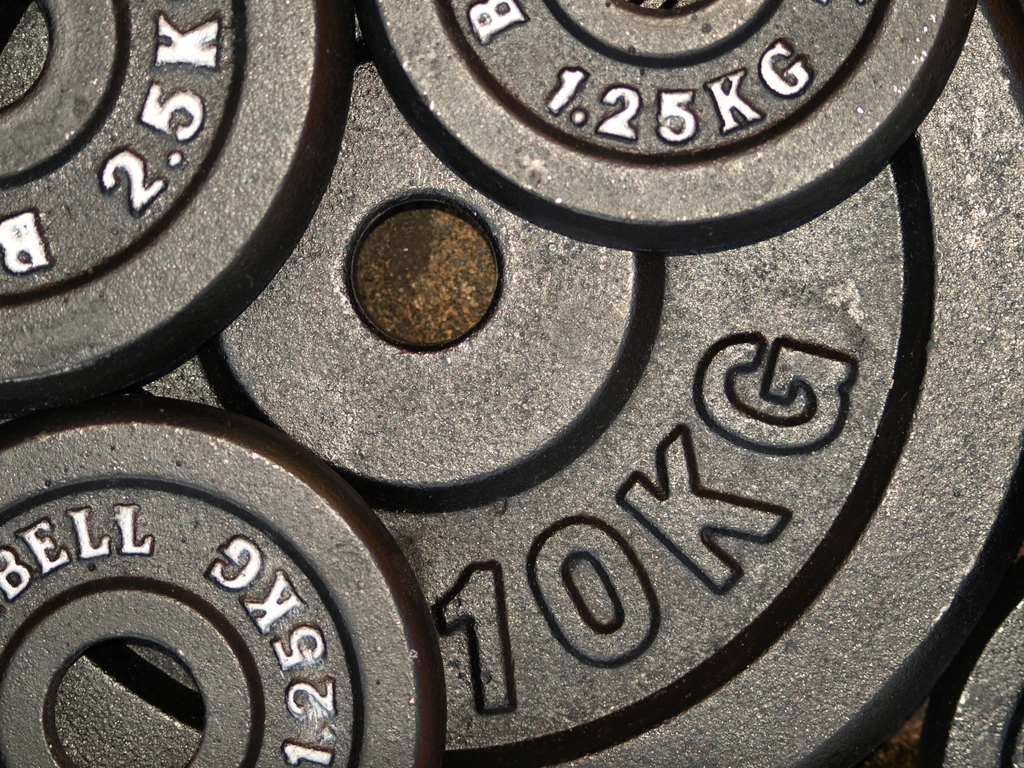 Closeup gym weight plates