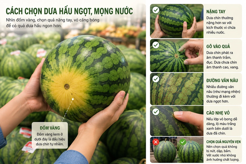 Mẹo chọn dưa hấu ngọt, mọng nước