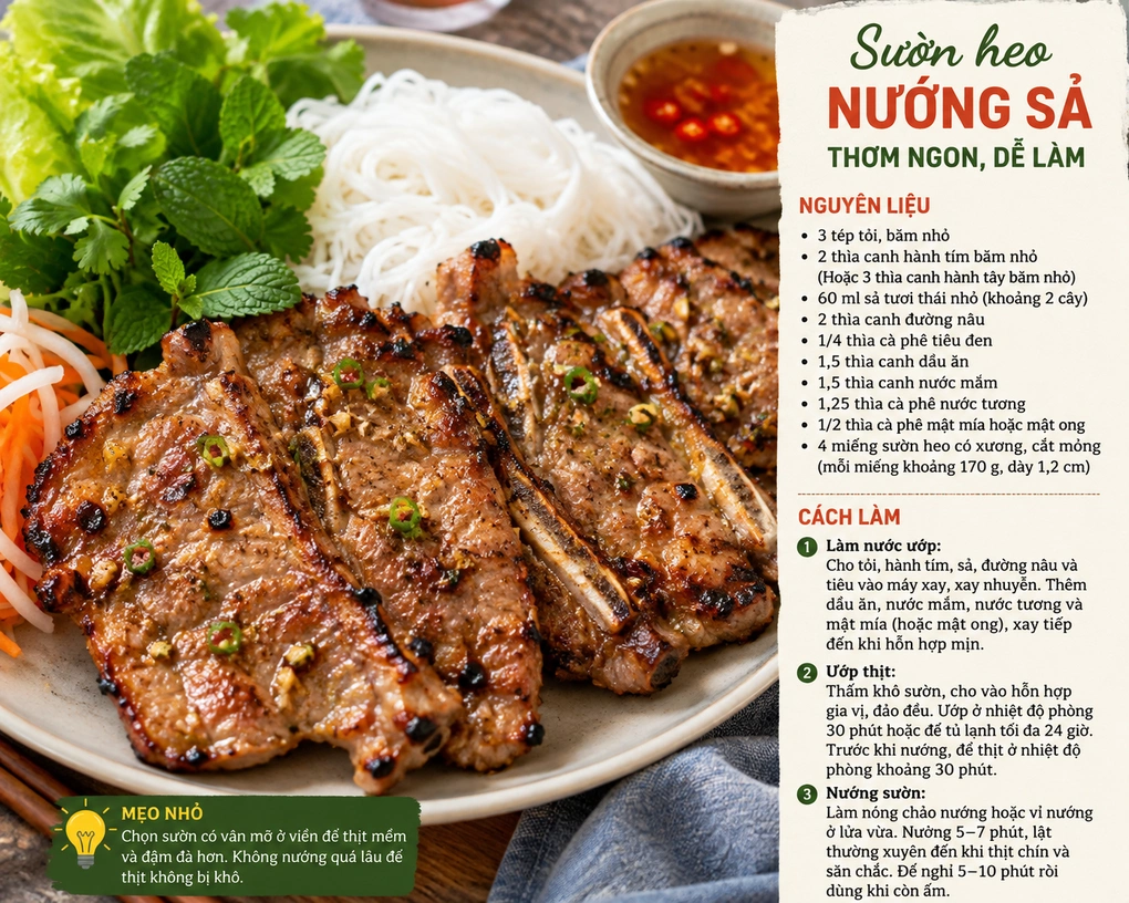Cách làm món sườn heo nướng sả
