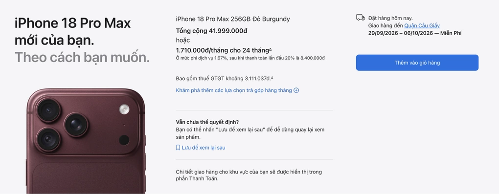 iPhone 18 Pro Max 'cháy hàng' sau 10 phút mở bán tại Việt Nam: Sức hút từ màu mới và nâng cấp camera